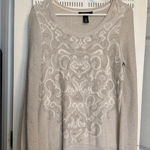 White House Black Market Sparkling Cream Patterned Sweater